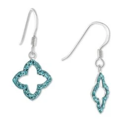 Coupon ✔️ Giani Bernini Aqua Crystal Quatrefoil Drop Earrings In Sterling Silver, Created For Macy's 🔥