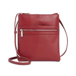 Brand new β Giani Bernini Triple-Zip Pebble Leather Dasher Crossbody, Created For Macy's Red/silver π
