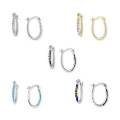 Top 10 ✔️ Giani Bernini Crystal Oval Hoop Earrings Collection, Created For Macy's Blue ✔️