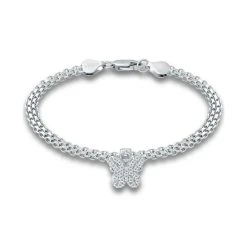 Best Sale βοΈ Giani Bernini Cubic Zirconia Butterfly Charm Bismark Chain Bracelet, Created For Macy's White π