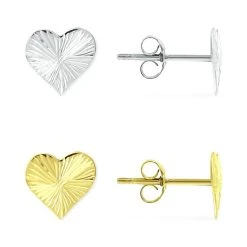 Deals 🎉 Giani Bernini 2-Pc. Set Textured Heart Stud Earrings In Sterling Silver & 18k Gold-Plate, Created For Macy's Gold Over Silver ✨