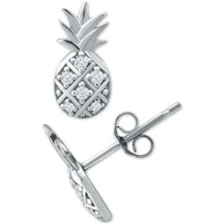 Coupon ⭐ Giani Bernini Cubic Zirconia Pineapple Stud Earrings In Sterling Silver, Created For Macy's ⭐