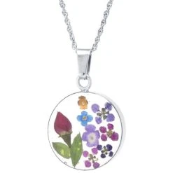 Brand new 😍 Giani Bernini Medium Round Dried Flower Medal Pendant With 18 Chain In Sterling Silver. Available In Multi Or Blue Multi ⭐