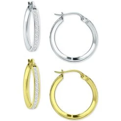Top 10 🛒 Giani Bernini 2-Pc. Set Cubic Zirconia Small Hoop Earrings In Sterling Silver & 18k Gold-Plate, 0.78, Created For Macy's White/gold 😀
