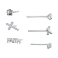 Best deal 😀 Giani Bernini 3-Pc. Set Cubic Zirconia & Faith-Themed Stud Earrings In Sterling Silver, Created For Macy's 🥰