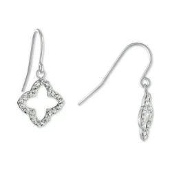Hot Sale π₯ Giani Bernini Crystal Quatrefoil Drop Earrings In Sterling Silver, Created For Macy's π
