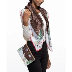 Budget 🤩 Giani Bernini Giftable Holiday Bears Square Scarf Brown ✔️ -Giani Bernini Shop unnamed file 1912