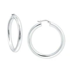 Best Sale ⌛ Giani Bernini Polished Hoop Earrings, Created For Macy's Silver ✨
