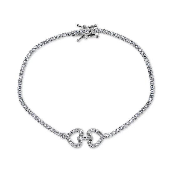 Flash Sale ๐ Giani Bernini Cubic Zirconia Double Heart Tennis Bracelet In Sterling Silver, Created For Macy's ๐งจ 2 Flash Sale ๐ Giani Bernini Cubic Zirconia Double Heart Tennis Bracelet In Sterling Silver, Created For Macy's ๐งจ - Image 2