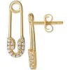 Discount 😀 Giani Bernini Cubic Zirconia Safety Pin Drop Earrings In 14k Gold Sterling Silver, Created For Macy's Gold Over Silver ⌛