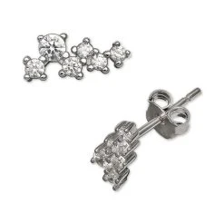 Promo π Giani Bernini Cubic Zirconia Horizontal Cluster Stud Earrings In Sterling Silver, Created For Macy's β¨