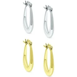 Budget 👏 Giani Bernini 2-Pc. Set Polished Oval Hoop Earrings In Sterling Silver & 18k Gold-Plate, Created For Macy's Two-tone ⌛ -Giani Bernini Shop unnamed file 1972
