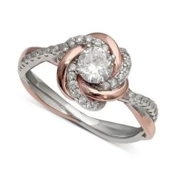 Flash Sale ⌛ Giani Bernini Cubic Zirconia Love Knot Ring In 18k Rose Gold Over Sterling Silver And Sterling Silver, Created For Macy's ✨