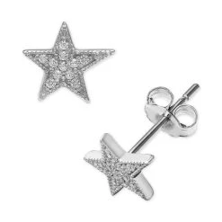 Hot Sale ⌛ Giani Bernini Cubic Zirconia Star Stud Earrings In Sterling Silver, Created For Macy's 🛒