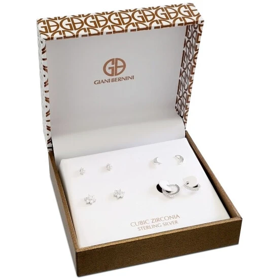 New ๐ Giani Bernini 4-Pc. Set Cubic Zirconia Stud & Hoop Earrings In Sterling Silver, Created For Macys โ 2 New ๐ Giani Bernini 4-Pc. Set Cubic Zirconia Stud & Hoop Earrings In Sterling Silver, Created For Macys โ - Image 2