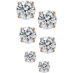 Promo β€οΈ Giani Bernini 3-Pc. Cubic Zirconia Sterling Silver Stud Earrings In 18k Rose Gold-Plated, 18k Gold-Plated And Sterling Silver, Created For Macy's π€©