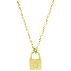 Deals 😉 Giani Bernini Initial Padlock 18 Pendant Necklace In 18k Gold-Plated Sterling Silver, Created For Macy's ⌛