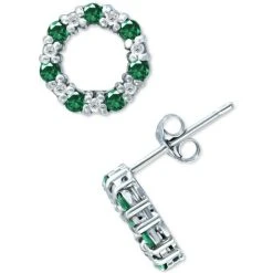 Budget ⭐ Giani Bernini Lab-Created Ruby (1/2 Ct. T.w.) & Cubic Zirconia Circle Stud Earrings In Sterling Silver (Also In Lab-Created Green Quartz), Created For Macy's ❤️