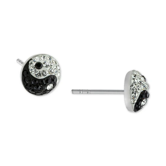 New 😍 Giani Bernini Crystal Yin Yang Stud Earrings In Sterling Silver, Created For Macy's 🔥 1 New 😍 Giani Bernini Crystal Yin Yang Stud Earrings In Sterling Silver, Created For Macy's 🔥