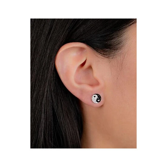 New 😍 Giani Bernini Crystal Yin Yang Stud Earrings In Sterling Silver, Created For Macy's 🔥 2 New 😍 Giani Bernini Crystal Yin Yang Stud Earrings In Sterling Silver, Created For Macy's 🔥 - Image 2