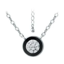 Brand new 😀 Giani Bernini Cubic Zirconia & Enamel Circle Pendant Necklace In Sterling Silver, 16 + 2 Extender, Created For Macy's Black 💯