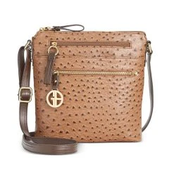 Best deal 😍 Giani Bernini Embossed Faux Ostrich Crossbody, Created For Macy's Mocha/gold 👏