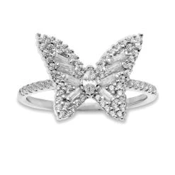 Best Sale ✔️ Giani Bernini Cubic Zirconia Butterfly Statement Ring In Sterling Silver, Created For Macy's White ⌛