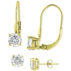 Cheapest 💯 Giani Bernini Cubic Zirconia Solitaire Leverback & Stud Earrings In 18k Gold-Plated Sterling Silver, Created For Macy's Gold Over Silver 🎉