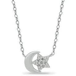 Best deal 💯 Giani Bernini Cubic Zirconia Moon & Star Pendant Necklace In Sterling Silver, 16 + 2 Extender, Created For Macy's ⭐