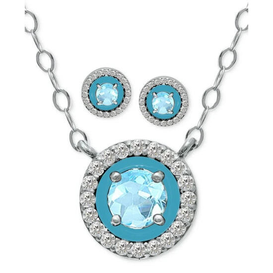 Outlet ๐ Giani Bernini 2-Pc. Set Blue Topaz, Cubic Zirconia & Enamel Pendant Necklace & Matching Stud Earrings (Also In Amethyst, Lab-Created Ruby, & Lab-Created Opal), Created For Macy's Blue Topaz/ Turquoise ๐ 1 Outlet ๐ Giani Bernini 2-Pc. Set Blue Topaz, Cubic Zirconia & Enamel Pendant Necklace & Matching Stud Earrings (Also In Amethyst, Lab-Created Ruby, & Lab-Created Opal), Created For Macy's Blue Topaz/ Turquoise ๐