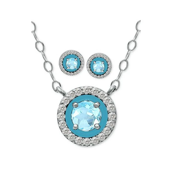 Outlet ๐ Giani Bernini 2-Pc. Set Blue Topaz, Cubic Zirconia & Enamel Pendant Necklace & Matching Stud Earrings (Also In Amethyst, Lab-Created Ruby, & Lab-Created Opal), Created For Macy's Blue Topaz/ Turquoise ๐ 2 Outlet ๐ Giani Bernini 2-Pc. Set Blue Topaz, Cubic Zirconia & Enamel Pendant Necklace & Matching Stud Earrings (Also In Amethyst, Lab-Created Ruby, & Lab-Created Opal), Created For Macy's Blue Topaz/ Turquoise ๐ - Image 2