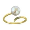 Coupon ✨ Giani Bernini Cultured Freshwater Pearl (8mm) & Cubic Zirconia Bypass Ring, Created For Macy's Sterling Silver 👏