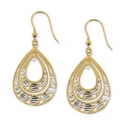 Flash Sale 😉 Giani Bernini Openwork Teardrop Drop Earrings In Sterling Silver & 18k Gold-Plate, Created For Macy's Gold Over Silver ⭐