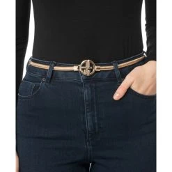 Cheap 👍 Giani Bernini Women's Cobra Chain Logo Stretch Belt Gold ⌛