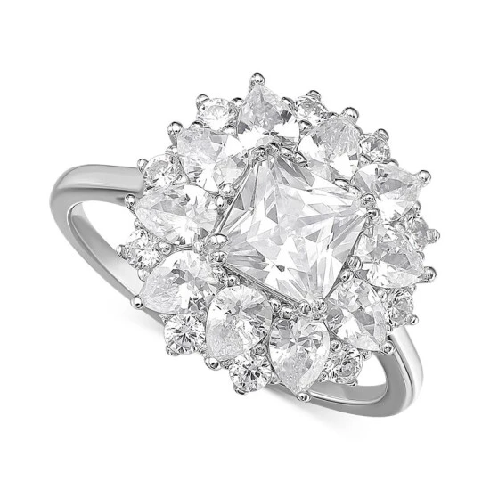 Outlet ๐ Giani Bernini Cubic Zirconia Princess Flower Statement Ring In Sterling Silver, Created For Macy's โจ 1 Outlet ๐ Giani Bernini Cubic Zirconia Princess Flower Statement Ring In Sterling Silver, Created For Macy's โจ