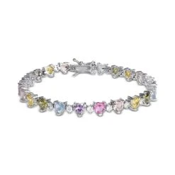 Buy 🎁 Giani Bernini Multicolor Cubic Zirconia Heart Link Bracelet In Sterling Silver, Created For Macy's 🥰