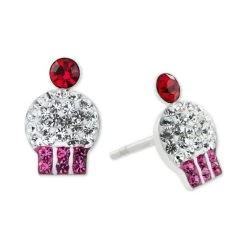 New β€οΈ Giani Bernini Crystal Cupcake Stud Earrings In Sterling Silver, Created For Macy's Multi π₯