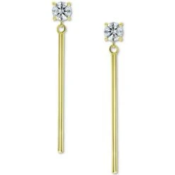 Brand new 🥰 Giani Bernini Cubic Zirconia Vertical Bar Drop Earrings, Created For Macy's Gold Over Silver 🧨