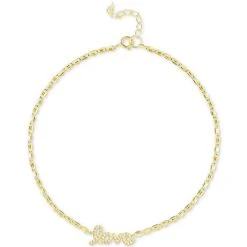 Outlet ⌛ Giani Bernini Cubic Zirconia Love Script Ankle Bracelet In 18k Gold-Plated Sterling Silver, Created For Macy's 😀
