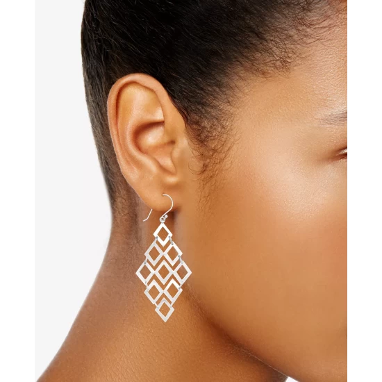 Budget ๐ Giani Bernini Diamond-Shaped Chandelier Earrings In Sterling Silver, Created For Macy's No Color โจ 3 Budget ๐ Giani Bernini Diamond-Shaped Chandelier Earrings In Sterling Silver, Created For Macy's No Color โจ - Image 3