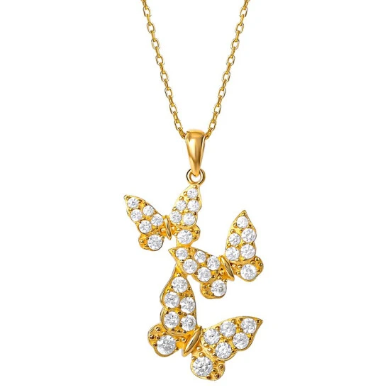Promo 💯 Giani Bernini Cubic Zirconia Three Butterfly Pendant Necklace In Gold-Plated Sterling Silver, 18 + 2 Extender, Created For Macy's ✨ 1 Promo 💯 Giani Bernini Cubic Zirconia Three Butterfly Pendant Necklace In Gold-Plated Sterling Silver, 18 + 2 Extender, Created For Macy's ✨