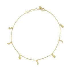 Outlet 𧨠Giani Bernini Moon & Stars Ankle Bracelet, Created For Macy's Silver π