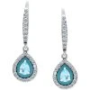 Best Sale 😀 Giani Bernini Blue Topaz (1/3 Ct. T.w.), Cubic Zirconia, & Enamel Pear Dangle Hoop Earrings In Sterling Silver (Also In Lab-Created Opal & Amethyst), Created For Macy's Opal/blue 🌟