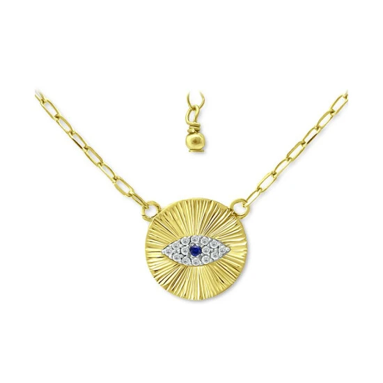 Promo 😀 Giani Bernini Lab-Created Blue Sapphire & Cubic Zirconia Evil Eye Disc Pendant Necklace, 16 + 2 Extender, Created For Macy's Sterling Silver 🎉 1 Promo 😀 Giani Bernini Lab-Created Blue Sapphire & Cubic Zirconia Evil Eye Disc Pendant Necklace, 16 + 2 Extender, Created For Macy's Sterling Silver 🎉