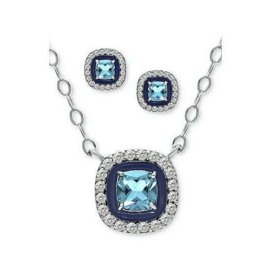 Best Pirce โ Giani Bernini 2-Pc. Set Blue Topaz (1/2 Ct. T.w.), Cubic Zirconia & Enamel Pendant Necklace & Matching Stud Earrings (Also In Lab-Created Opal, Green Quartz, & Amethyst), Created For Macy's Opal/blue ๐ 2 Best Pirce โ Giani Bernini 2-Pc. Set Blue Topaz (1/2 Ct. T.w.), Cubic Zirconia & Enamel Pendant Necklace & Matching Stud Earrings (Also In Lab-Created Opal, Green Quartz, & Amethyst), Created For Macy's Opal/blue ๐ - Image 2