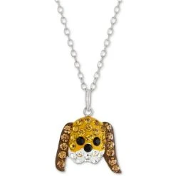 Flash Sale 🤩 Giani Bernini Crystal Dog Face 18 Pendant Necklace In Sterling Silver, Created For Macy's Brown/white 🔥