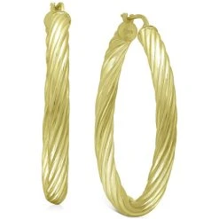 Buy 🌟 Giani Bernini Medium Twist Tube Hoop Earrings In 18k Gold-Plated Sterling Silver, 1.57, Created For Macy's Yy ✔️