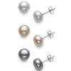Best reviews of ✔️ Giani Bernini 3-Pc. Set White, Pink, Gray Cultured Freshwater Pearl (6-7mm) Stud Earrings In Sterling Silver, Created For Macy's 🥰
