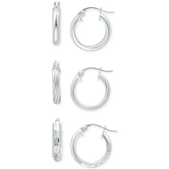 Wholesale 🎉 Giani Bernini 3-Pc. Set Small Hoop Earrings In Sterling Silver, 0.625, Created For Macy's 😍 1 Wholesale 🎉 Giani Bernini 3-Pc. Set Small Hoop Earrings In Sterling Silver, 0.625, Created For Macy's 😍