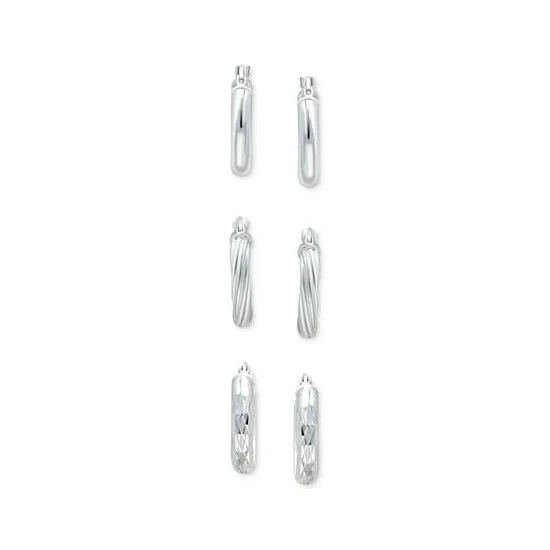 Wholesale 🎉 Giani Bernini 3-Pc. Set Small Hoop Earrings In Sterling Silver, 0.625, Created For Macy's 😍 3 Wholesale 🎉 Giani Bernini 3-Pc. Set Small Hoop Earrings In Sterling Silver, 0.625, Created For Macy's 😍 - Image 3